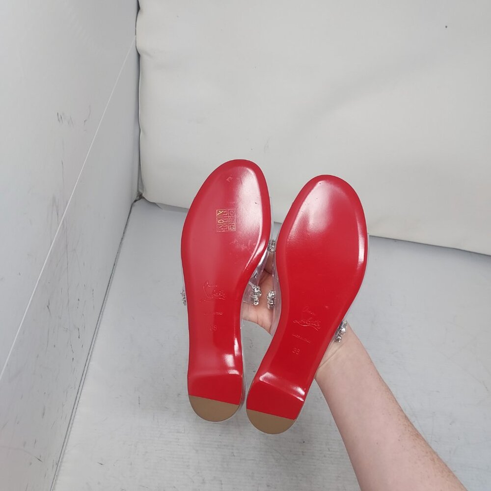 Christian Louboutin Degraqueenie Silver Jewel Flat Wedding Bridal Sandal - Picture 2 of 9